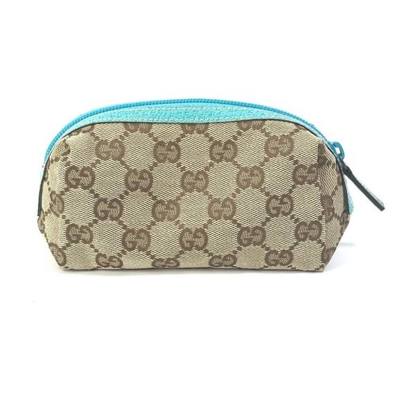 GUCCI GG Cosmetic pouch Small case Cosmetics Pouch GGCanvas Beige x blue - Picture 6 of 9